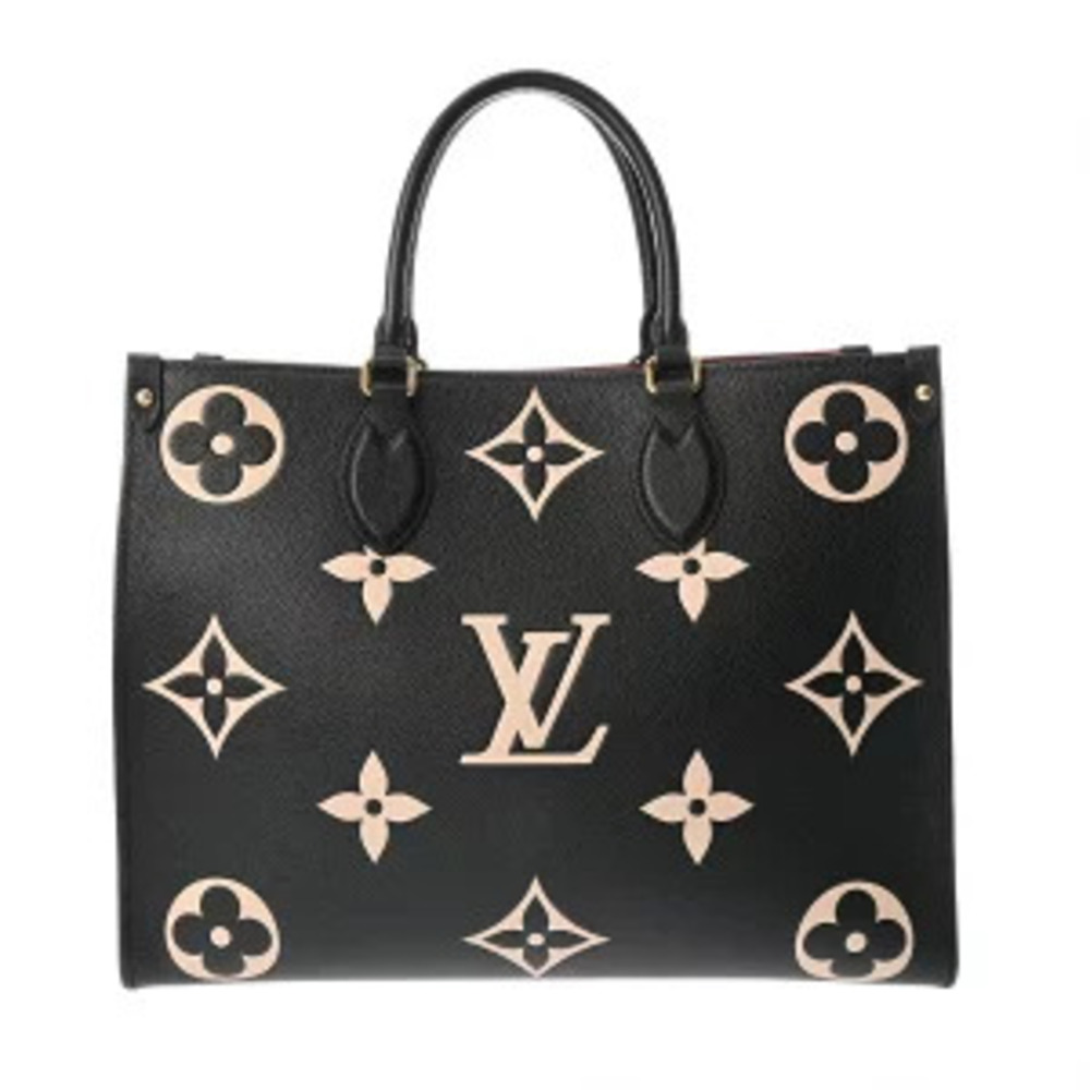 Louis Vuitton Bicolor Empreinte OnTheGo Black Beige Leather Handbag